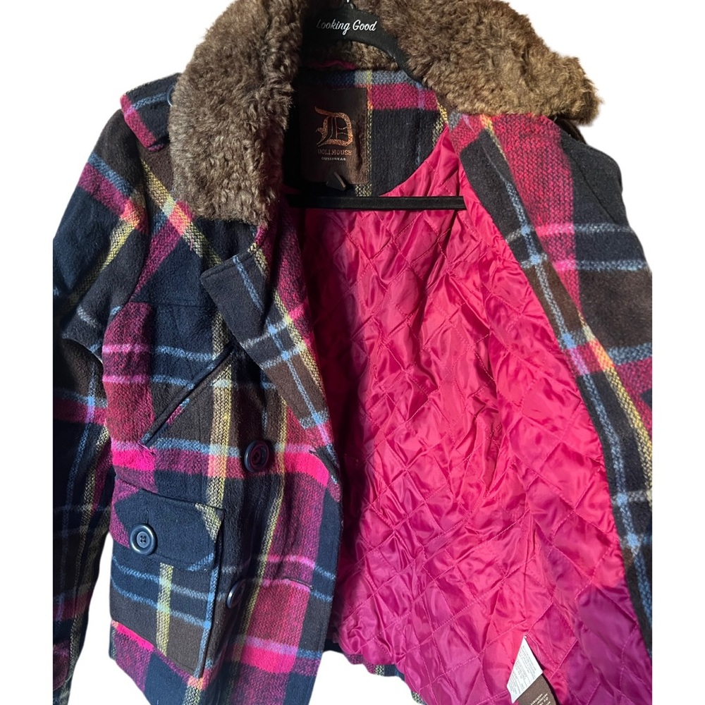 💚 Dollhouse Outerwear Women Plaid Coat size Small - Picture 2 of 7
